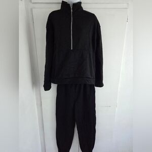 Black Half-Zip Pullover and Jogger Set